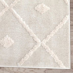 Antep Rugs Palafito 6x9 Geometric Shag Diamond High-Low Pile Textured Indoor Area Rug (Beige, 6'7" x 9')