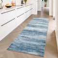 PADOOR Modern Abstract Runner Rug - 2x6 Washable Hallway Rugs, Ultra Soft Non-Slip Low Pile Floor Rugs for Hallway Entryway Kitchen Bedroom Bedside Laundry Room Blue