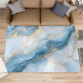 3x5 Abstract Marble Dorm Rug - Blue-White-Marble Small Rugs for Bedroom, Luxury Stone Pattern Area Rug Washable Non Slip for Bedroom Kitchen Living Room Entryway