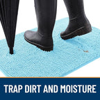 OLANLY Dog Door Mat for Muddy Paws 70x24, Absorbs Moisture and Dirt, Absorbent Non-Slip Washable Doormat, Quick Dry Chenille Mud Mat for Dogs, Entry Indoor Entryway Carpet for Inside Floor, Blue