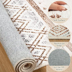 BESTSWEETIE 3x5 Area Rugs for Living Room Washable Moroccan Farmhouse Neutral Geometric Low Pile Non-Slip Soft Print Pattern Rug for Bedroom Kitchen Dining Room Entryway Cream/Brown/Pink