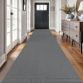 Braided Runner Rug 3x18 Ft Washable Runners for Hallways Non Slip Rubber Backed Kitchen Runners Cotton Long Entryway Runner Indoor, Woven Carpet for Hall Stair Entryway, Dark Grey/Grey