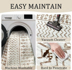 5x7 Machine Washable Area Rug for Living Room, Brown White Vintage Moroccan Rug Large Non-Slip Low Pile Soft Faux Wool Carpet, Kids and Pets Friendly for Bedroom Dining Room Farmhouse Home Decor Rug