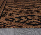 Beverly Rug Waikiki Boho Indoor Outdoor Rug 9x12, Washable Outside Carpet for Patio, Deck, Porch, Bohemian Area Rug, Farmhouse Rugs, Aztec Tribal Rug, Nut Brown and Black