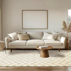 EVERGRACE Checkered Plaid Area Rug, Soft Faux Wool, 8x10, Washable, Anti Slip, Large Carpet for Entryway, Bedroom, Living Room, Hallway, Kitchen, Dining Room, Laundry, Beige