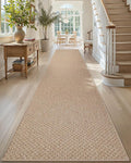 Color&Geometry Door Mat 3'x12' Runner Rug with Rubber Backing, Non Slip Washable Hallway Runner Kitchen Runner Rug, Carpet Runners for Hallway Living Room Bedroom, Beige (Rolled-up NO Creases)