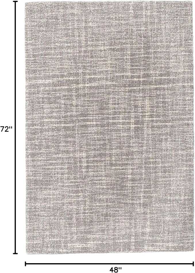 Dash and Albert Crosshatch Wool Area Rug - 4' x 6' Dove Grey Solid Hand Micro Hooked Accent Rug - Durable, High Traffic Areas Bedroom, Hallway, Stairs
