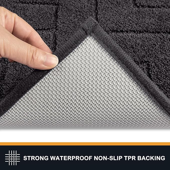 PURRUGS Dirt Trapping Door Mat 32" x 47", Non-Slip Machine Washable Entry Rug, Shoe Scraper, Dog Doormat, Super Absorbent Welcome Mat for Front & Back Door, Muddy Wet Shoes & Paws, Charcoal