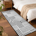 SHACOS Soft Cozy Fluffy Arch Pattern High Low Pile Runner Rugs 2'x6' Non Slip Washable Rug Runners Modern Geometric Arc Carpet for Bedroom Bathroom Hallway, Black White