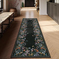 Lahome Boho Floral 2'6"x8 Black Washable Hallway Kitchen Runner Rug, Non Skid Bathroom Carpet Runner, Soft Non-Slip Rug Runners for Entryway Laundry Bedroom(2'6"x8ft,Black)