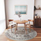 zesthome Washable Round Area Rugs - Non-Slip 6ft Round Rugs, Ultra-Thin Large Circle Rugs for Living Room, Soft Low Pile Rug for Bedroom, Kitchen, Nursery - Vintage Round Rug(Brown/Beige,6'x6')