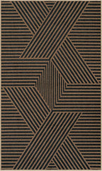 Lahome Modern Geometric Outdoor Easy Jute Rug, 3x5 Indoor Outdoor Rugs for Living Room Black Entryway Carpet, Farmhouse Washable Non Slip Carpet for Patio Courtyard Bedroom