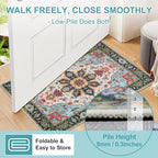 WILLSUN Washable Area Rugs, 2x3 Non-Slip Boho Small Area Rugs for Entryway, Kitchen, Bathroom, Machine Washable Vintage Rug, Indoor Floral Print Carpet for Home Decor, Kid & Pet Friendly Mat