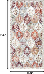 Lahome Washable Entryway Rug, 2x4 Kitchen Rugs for Entryway Bathroom, Non-Slip Indoor Door Mat Ultra-Thin, Small Oriental Throw Carpet for Bedroom Entry, Orange/Terracotta