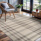 CAMILSON Easy Jute Rug 6x9, Indoor Outdoor Off-White Color Fiber Area Rugs for Entry, Living Room and Farmhouse Rug, Checkred Boho Woven Design, Easy-Cleaning, Washable Outside Carpet (6 x 9)