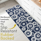 21 ft Extra Long Blue Hallway Runner Rug | Non-Slip & Machine Washable | Custom Cut to Size 2'3" x 21' (Runner) | REMNAZ