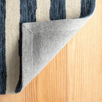 Dash & Albert Silas Stripe Navy Hand Micro Hooked Wool Rug, 7.5 X 9.5 Feet, Blue Stripe Pattern - Premium Luxury Hotel Quality Soft Breathable Hypoallergenic Machine Washable Easy Care All Season