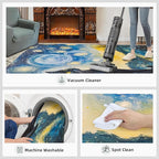 Black Cat Rugs for Bedroom - 5x8 Area Rug - Starry Sky Countryside Rugs for Living Room, Vintage Oil Painting Art Rug, Washable Home Decor Carpet