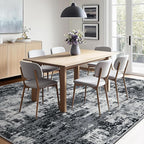Washable Area Rugs 4'x5' Non-Slip Modern Abstract Soft for Living Room Entryway Bedroom Nursery, Print Pattern, Black Gray