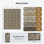 WITSHOCK Living Room Area Rugs 8x10: Soft Non-Slip Backing Washable Rugs Vintage Large Carpet for Bedroom Office Dining Room Kitchen Stain Resistant Home Decor Rug