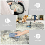 Lahome Modern Abstract Area Rug - 4x6 Grey Rugs for Bedroom Washable Dining Room Rug Living Room Mat, Non Slip Contemporary Indoor Floor Nursery Carpet for Kitchen Laundry Room Entryway