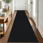 EARTHALL Washable Runner Rug 2x8 Ft Non Slip Runners for Hallways Cotton Rubber Backed Kitchen Runner Braided Indoor Floor Carpet Runners for Entryway, Hallway, Kitchen, Bedroom, Black