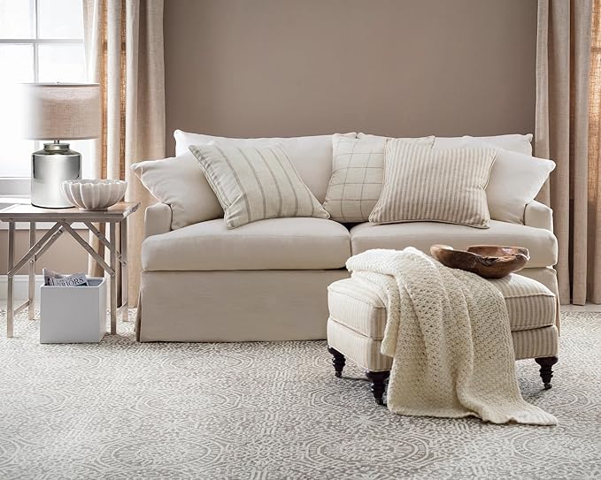 Dash & Albert Temple Taupe Hand Micro Hooked Wool Rug, 4 X 6 Feet, Tan Geometric Pattern
