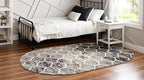 Rugs.com Lattice Frieze Collection Rug – 8' x 10' Oval Blue Multi Medium Rug Perfect for Living Rooms, Large Dining Rooms, Open Floorplans