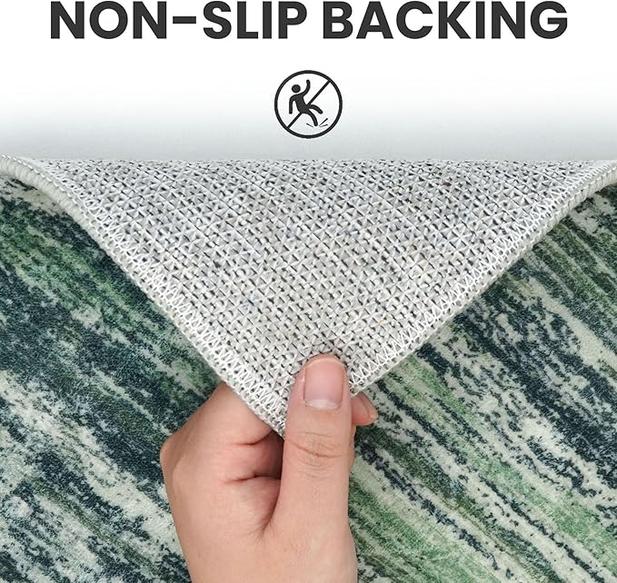 2x5 Modern Abstract Runner Rug for Hallways, Dark Green Super Soft Hallway Decor Kitchen Rugs with Non-Slip, Non-Shedding Washable Rug for Hallways Entryway Bedroom Indoor