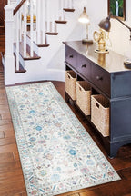 COMSLE Runner Rug, 2x6 Washable Area Rugs for Hallway Faux Wool Small Throw Rug Distressed Kitchen Non-Slip Laundry Room Carpet Boho Runner for Entryway Indoor Door Mat Bedroom Pink Floral