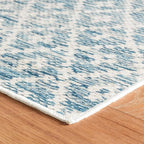 Dash & Albert Melange Diamond Blue Machine Washable Rug, 8.5 X 11.5 Feet, Blue Geometric Pattern