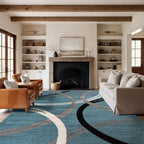 Rugshop Modern Wavy Circles Design Area Rug, Fade-Resistant Carpet for Living Room, Dining Room, or Office, Grand Room,Open Spaces,Blue, 12' x 15'