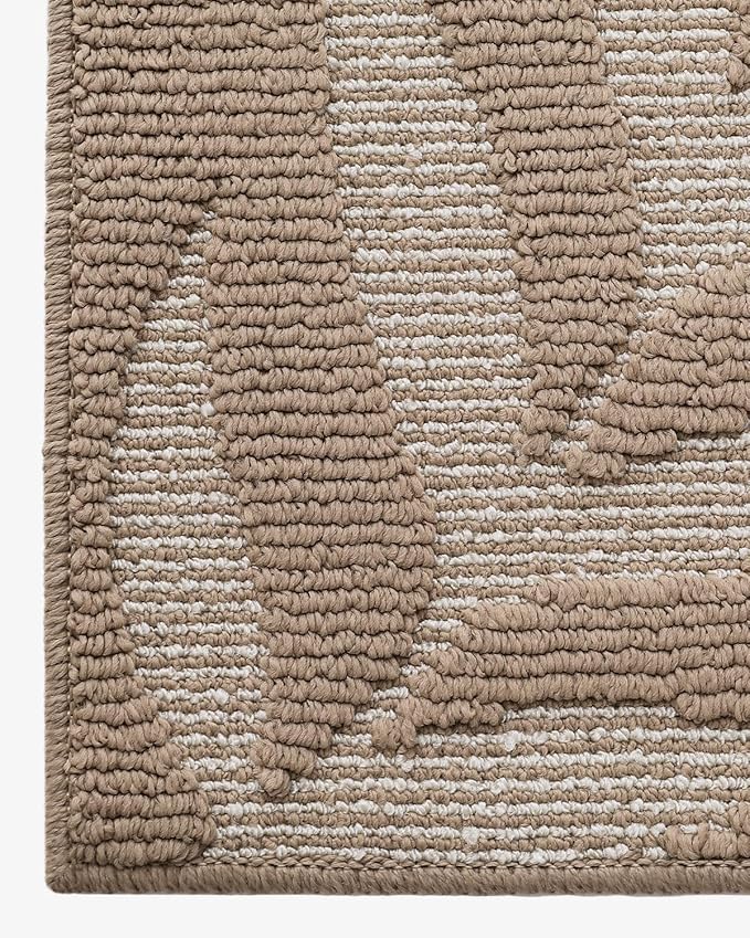 LUMI Front Door Mat Indoor Entrance 24"x36", Low Profile Welcome Mat, Non-Slip Washable Doormat with Rubber Backing for Entrance, Patio, Garage, Beige