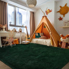 Zentavio Emerald Green Rugs for Bedroom 4x6 Dark Green Area Rugs for Living Room Fluffy Fake Grass Carpet for Kids Room Playroom Furry Shag Aesthetic Soft High Pile Washable Home Decor