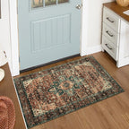 Moynesa Washable Vintage Bathroom Rug, Small Area Rug 2x3 Entryway Rug Indoor Door Mat, Boho Kitchen Rugs Non Skid Non Slip, Non-Shedding Ultra-Thin Oriental Throw Carpet for Bedroom Decor