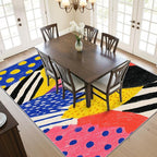 Pop Art Rug - 2x3 Area Rugs, Colorful Abstract Entryway Rug, Hippie Aesthetic Funky Low Pile Fade Resistant Indoor Small Mats Home Decor #C001
