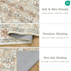 zesthome 5x7 Washable Rug-Stain Resistant Area Rugs for Living Room, Ultra-Thin Vintage Rugs, Non-Slip Backing Rug, Low Pile Large Area Rug, Boho Home Decor