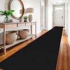 EARTHALL Extra Long Runner Rug 3x18 Ft Washable Runners for Hallways Cotton Non Slip Entryway Runner Braided Kitchen Runner Indoor Outdoor Carpet Runners for Hotels, Officel, Stair, Black