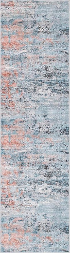 Rugs.com Leipzig Collection Runner Rug – 10 Ft Runner Multi Low-Pile Rug Perfect for Hallways, Entryways