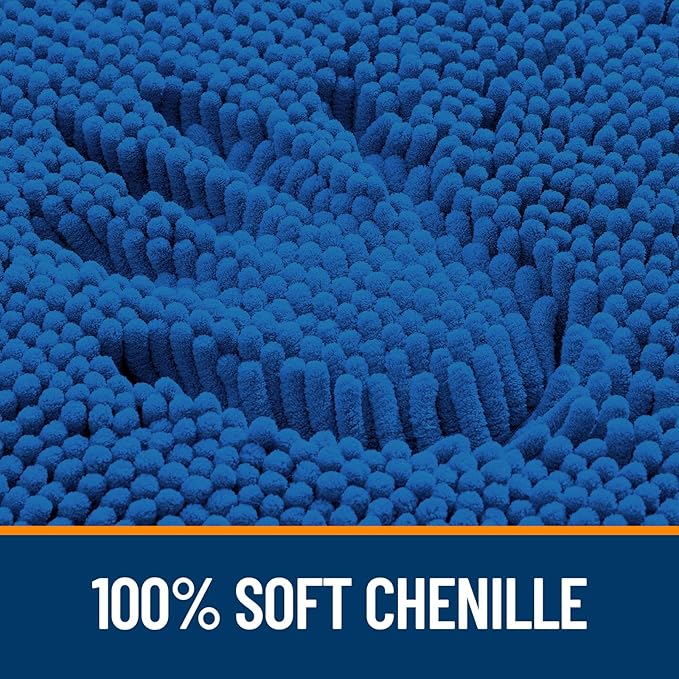 OLANLY Bathroom Rugs 30x20, Extra Soft Absorbent Chenille Bath Rugs, Rubber Backing Quick Dry, Machine Washable Bath Mats for Bathroom Floor, Tub and Shower, Home Decor Accessories, Deep Navy Blue