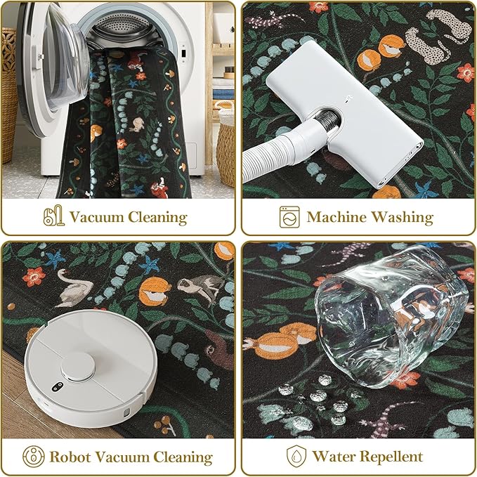 Collive 2x3 Small Entryway Rug, Jungle Animal Washable Kitchen Rugs Soft Non Slip Bathroom Mats, Ultra-Thin Door Mat Indoor Entrance Black Stain Resistant Throw Carpet for Bedroom Entrance