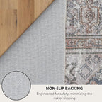 Kuden 9x12 Large Area Rug, Machine Washable Area Rug with Non-Slip Backing, Vintage Style, Soft, Easy Clean, Low Pile Rug for Living Room, Bedroom, Dining Room