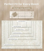 Vintage Living Room Area Rug - 8x10 Large Machine Washable Boho Area Rug Distressed Floral Rugs for Bedroom, Soft Non-Slip Indoor Floor Accent Rugs for Office Dining Room (Cream Beige, 8'x10')