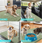 OLANLY Dog Door Mat for Muddy Paws 59x35, Paw Print Design, Absorbs Moisture and Dirt, Non-Slip Washable Doormat, Quick Dry Chenille Mud Mat for Dogs, Entry Indoor Entryway Carpet, Sage Green