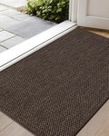 Color&Geometry Ultra-Thin Indoor Door Mat, 22.6"x31.5" Low-Profile Non-Slip Entryway Rug with Modern Geometric Texture, Washable Doormat for Entrance, Front Doors, Brown (Rolled-up NO Creases)
