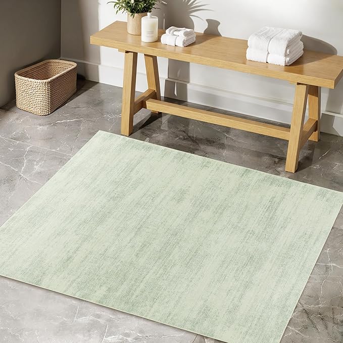 Sage Green Rugs for Bedroom,Small Boho Abstract Washbale Non Slip Area Rug for Kitchen Entryway,Light Green