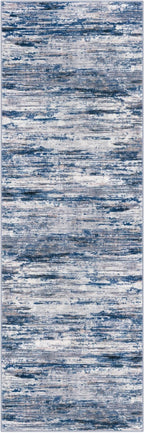 2.6x8 Modern Abstract Runner Rug for Hallways, Navy Blue Gray Neutral Multi Super Soft Hallway Decor Kitchen Rugs with Non-Slip, Non-Shedding Washable Rug for Entryway Bedroom Indoor