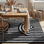 Rugshop Abstract Arch Shag Area Rug Anthracite Dark Gray 5' x 7' Great for Bedrooms, Living Rooms, or Under Coffee Tables