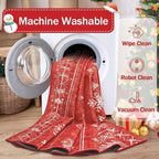 Christmas Area Rug 6x9 Living Room Rugs, Machine Washable Boho Christmas Tree Snowflake Rug Non-Slip Soft Low Pile Holiday Indoor Rugs for Bedroom Kitchen Dining Room Office(Xmas Red, 6'x9')