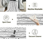 Modern Gray Lines Washable Living Room Area Rug, Low Profile Abstract Pattern, Non-Slip Backing Carpet for Kitchen, Bedroom, Dining Room